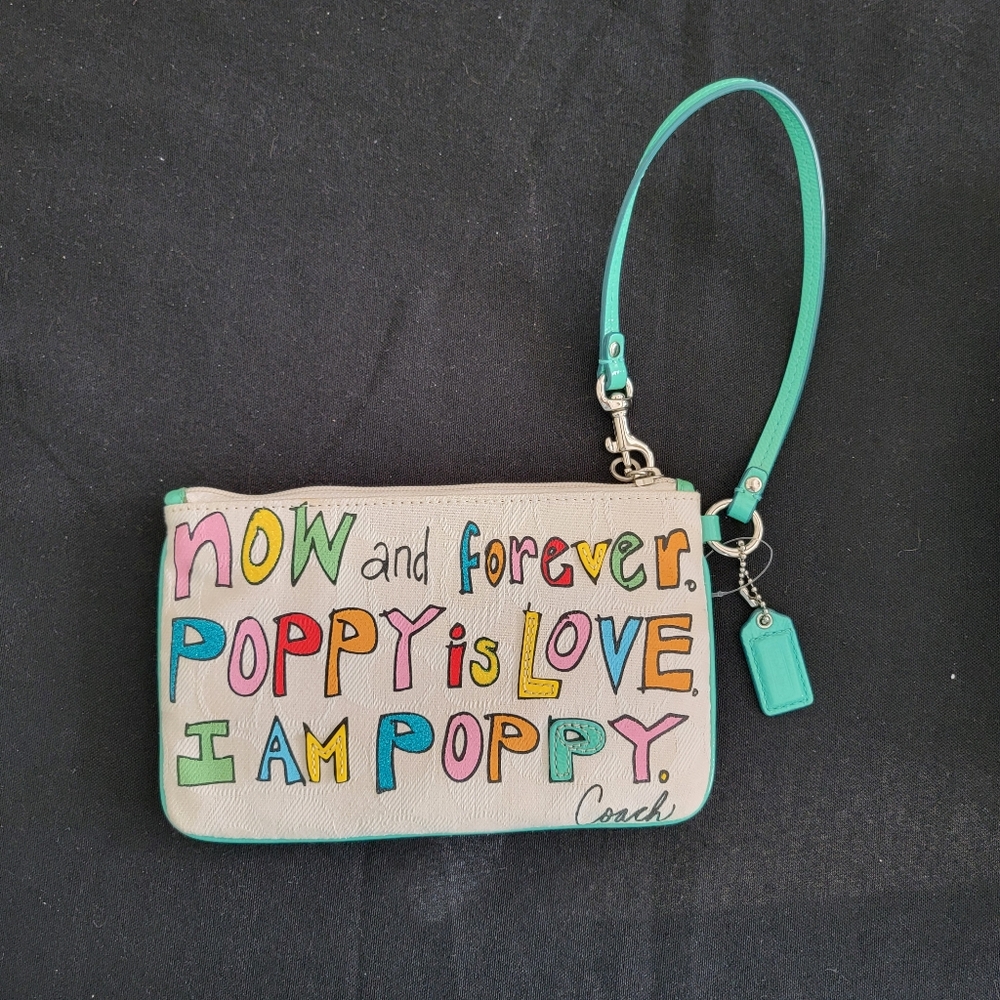 Coach Poppy Signature & Multi-Color Zippered Wristlet - Picture 14 of 14